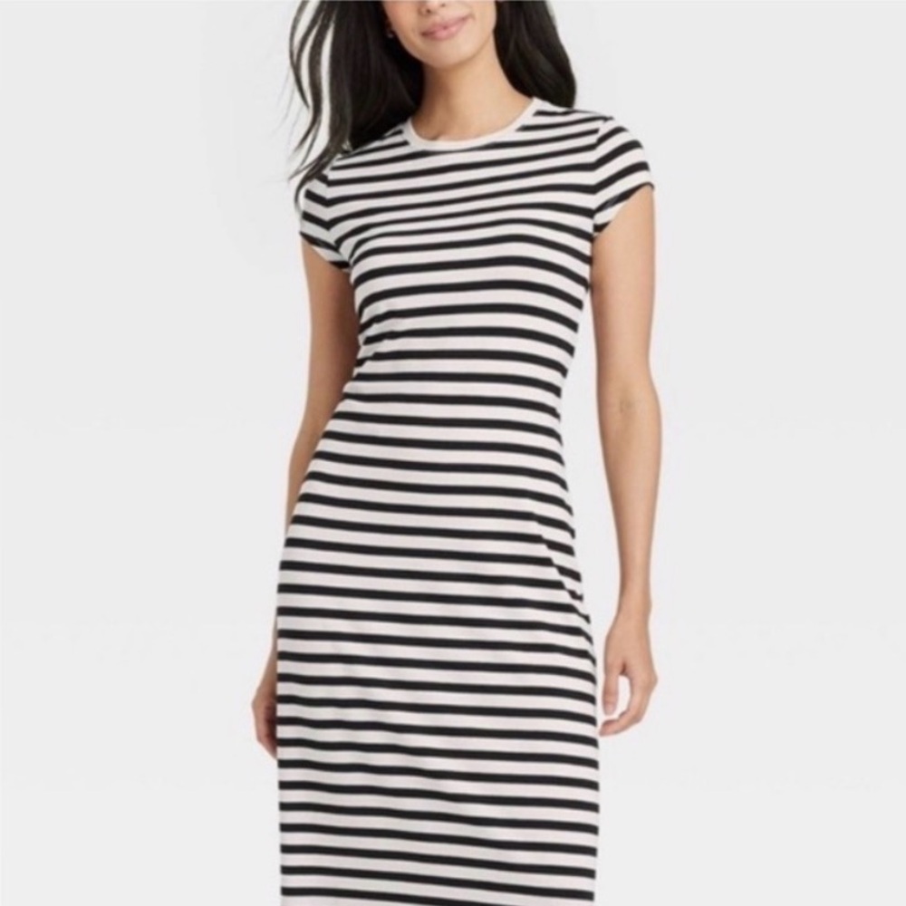 a new day Black and White Striped Maxi Dress